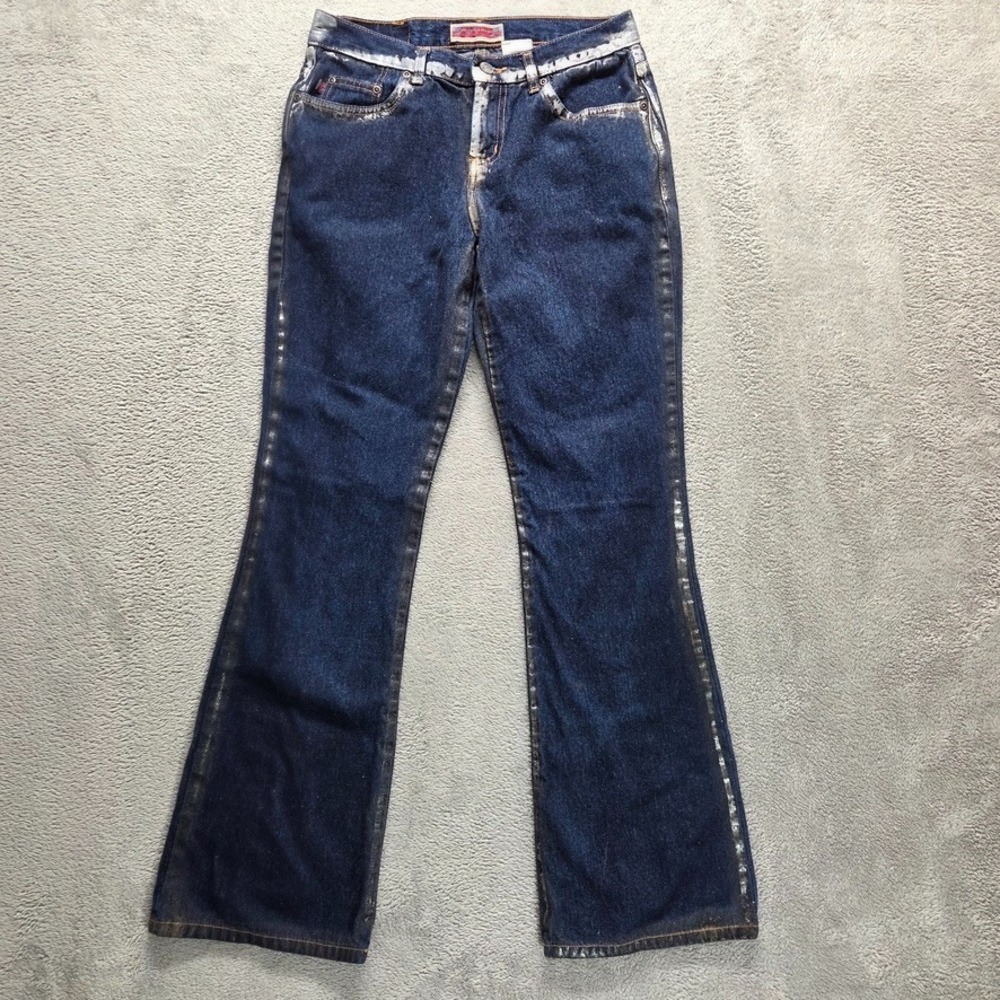 Vintage Z Cavaricci Jeans Womens 5‎ Bootcut Dark Wash Embellished Painted Denim